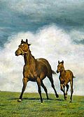 Horses: Mares and Foals - Nature Art by Jeanne Filler Scott